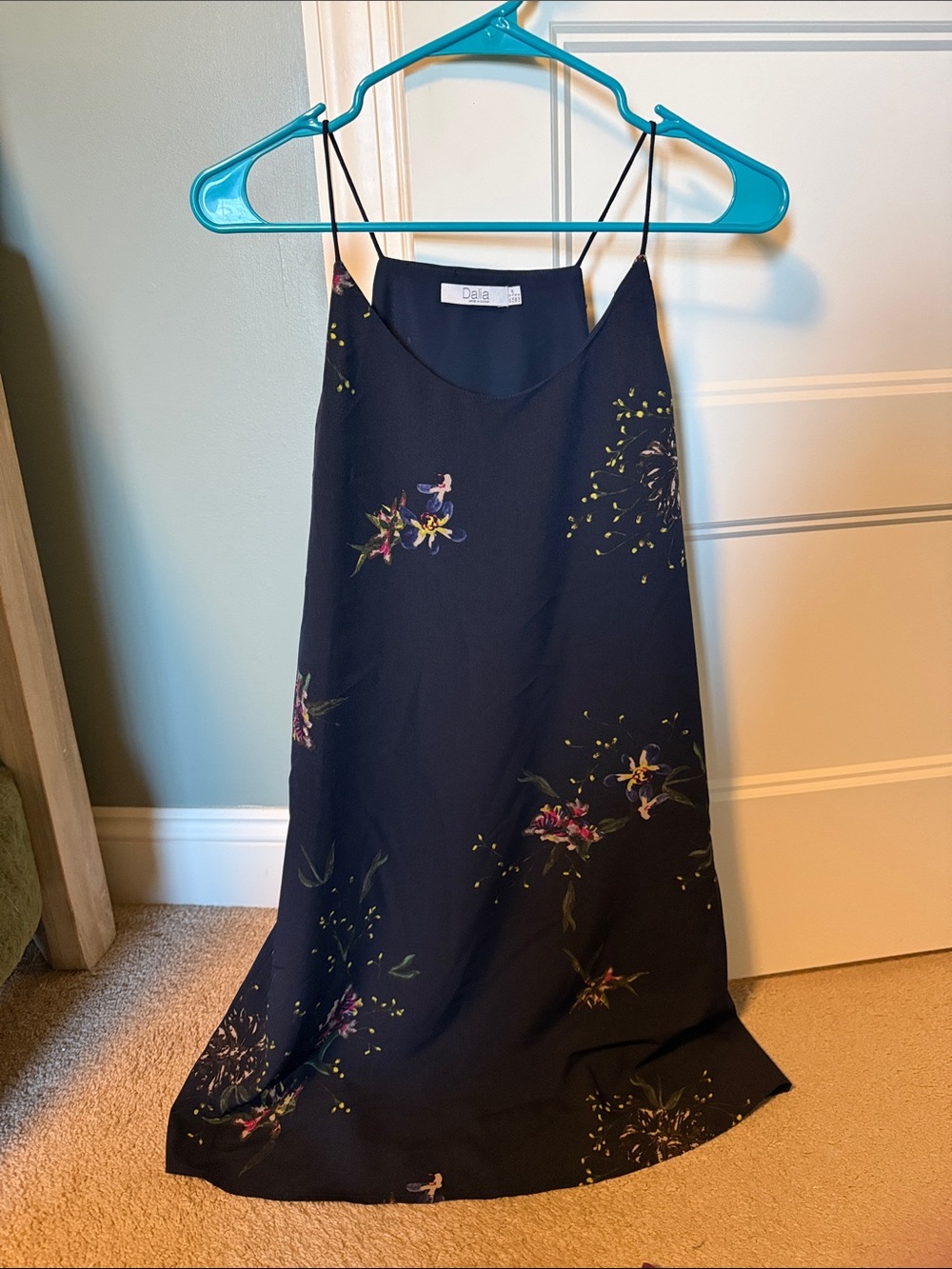 Dalia Black Floral Mini Slip Dress